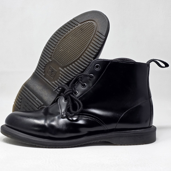 Dr Martens Emmeline Women's Black Leather 5 Eye Ankle Boots Size 10 Pre-owned